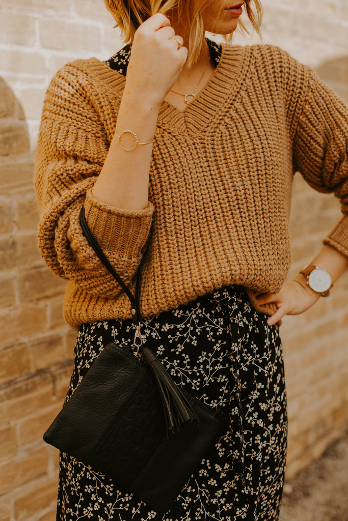 CHELSEA CROC EMBOSSED LEATHER CLUTCH - CASUAL to FANCY