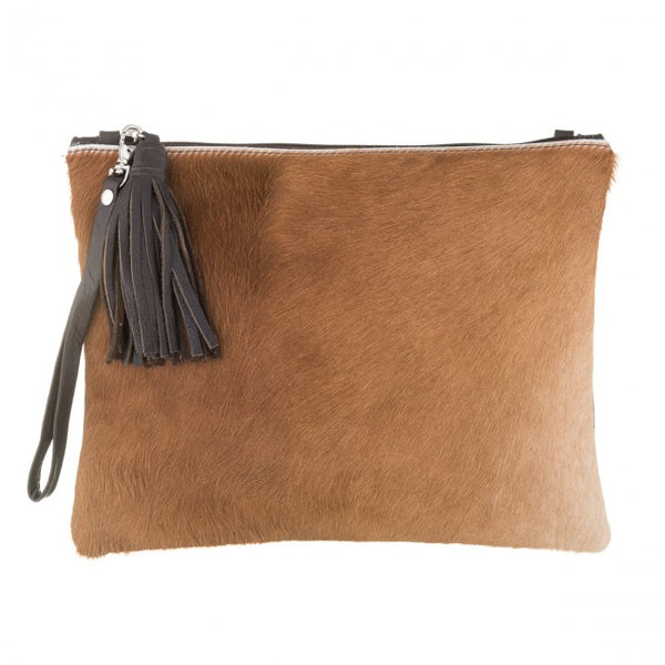JEM BROWN CALF HAIR CLUTCH - CASUAL to FANCY