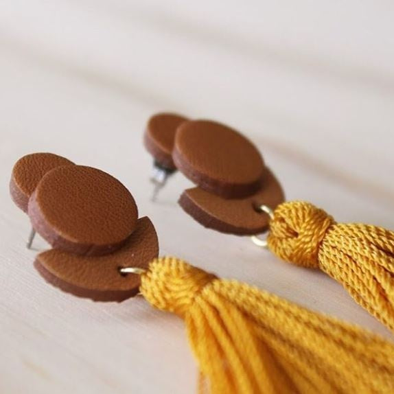 MAYAN LEATHER TASSEL EARRINGS - CASUAL to FANCY