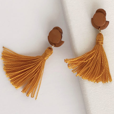 MAYAN LEATHER TASSEL EARRINGS - CASUAL to FANCY