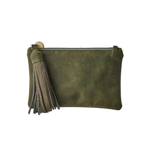 CHLOE OLIVE LEATHER CLUTCH - CASUAL to FANCY