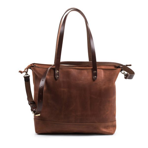LEATHER ZIPPER TOTE - CASUAL to FANCY