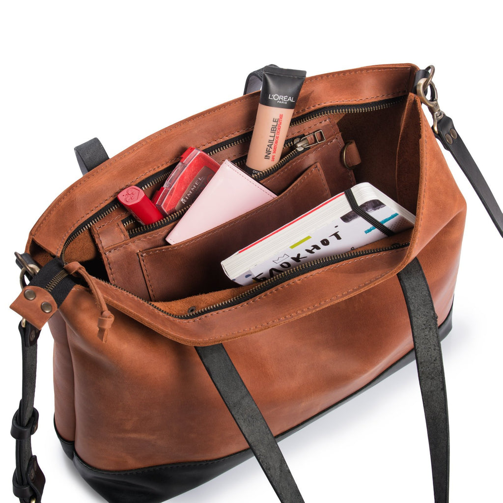 LEATHER ZIPPER TOTE - CASUAL to FANCY