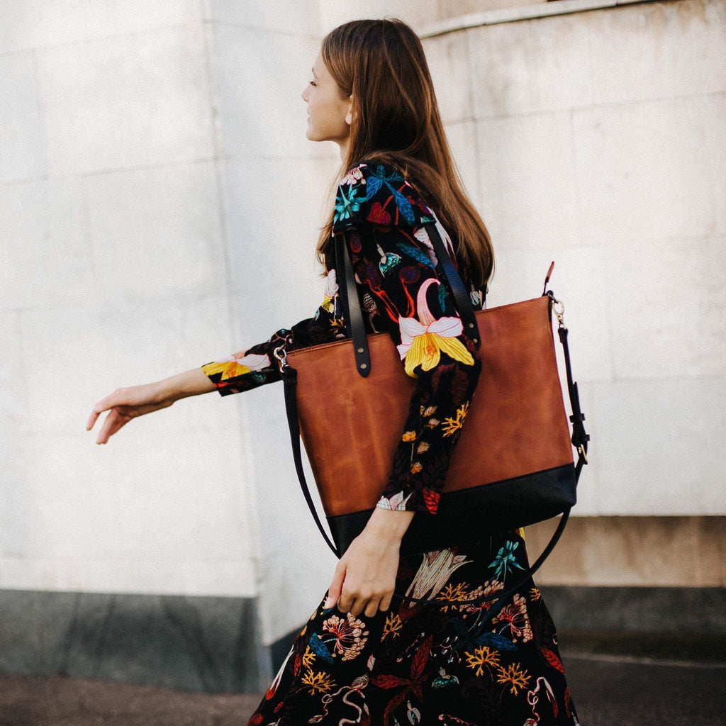 LEATHER ZIPPER TOTE - CASUAL to FANCY