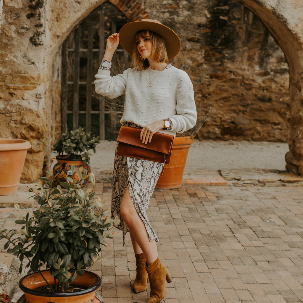 LEATHER FOLDOVER CLUTCH - CASUAL to FANCY